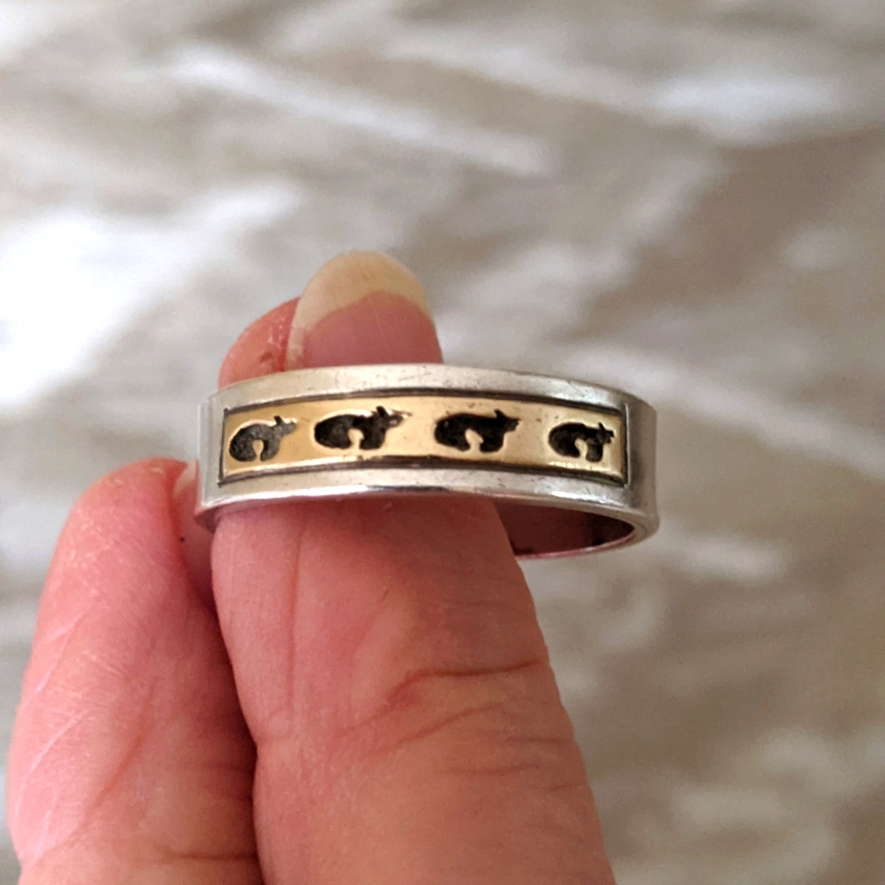 925 SILVER & 14KT YELLOW GOLD MEN'S BAND